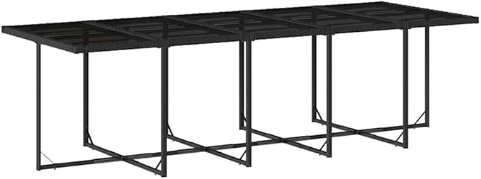 Afuera Living 11-Piece Rectangular Rattan Garden Dining Set, Black/Cream White, UV-Resistant PE Rattan, Powder-Coated Steel Frame, Foldable Table, Removable Cushions, Outdoor Patio Furniture, Seats 10