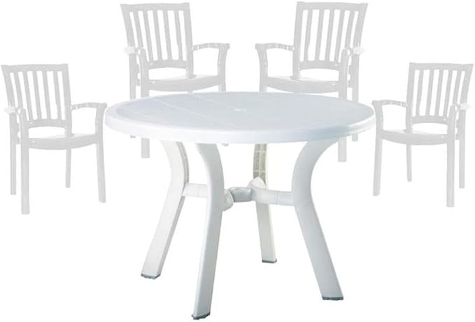 Home Square 5 Piece Set Commerical Grade UV Resistant Resin 42" Round Patio Table and Chairs in White