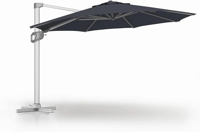 wikiwiki 12FT Cantilever Patio Umbrella, Offset Umbrella Outdoor Patio with 360° Rotation and Unlimited Tilting System, Heavy Duty Large Umbrella with Cross Base, Navy Blue
