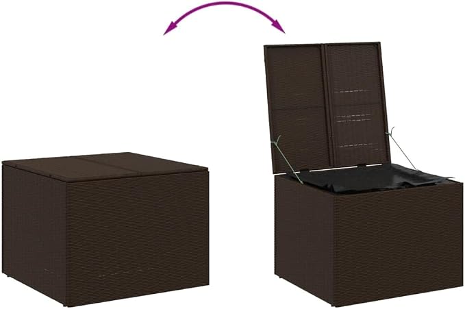Garden Storage Box Brown 76.9 Poly Rattan Outdoor Storage Boxes Outdoor Furniture Deck Storage Boxes For patios, decks and gardens.