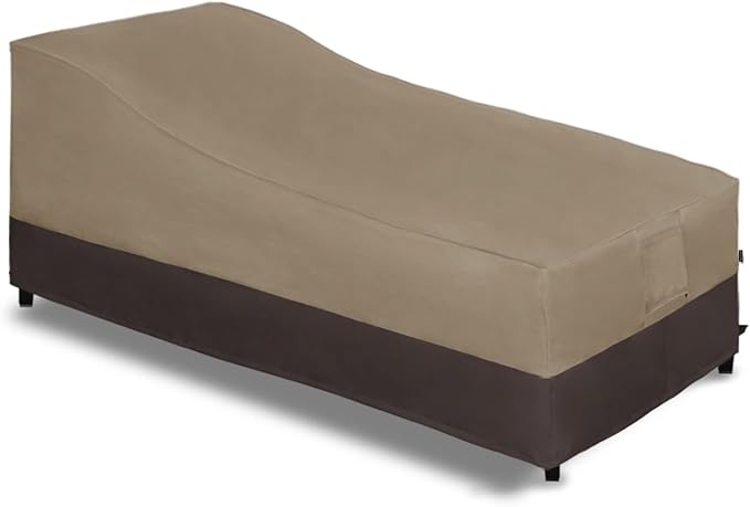 Easy-Going Waterproof Outdoor Chaise Lounge Cover, Heavy Duty Patio Lounge Chair Cover, Windproof Outdoor Furniture Cover with Air Vent 1 Pack-84Wx34Dx32H inch, Camel/Dark Brown