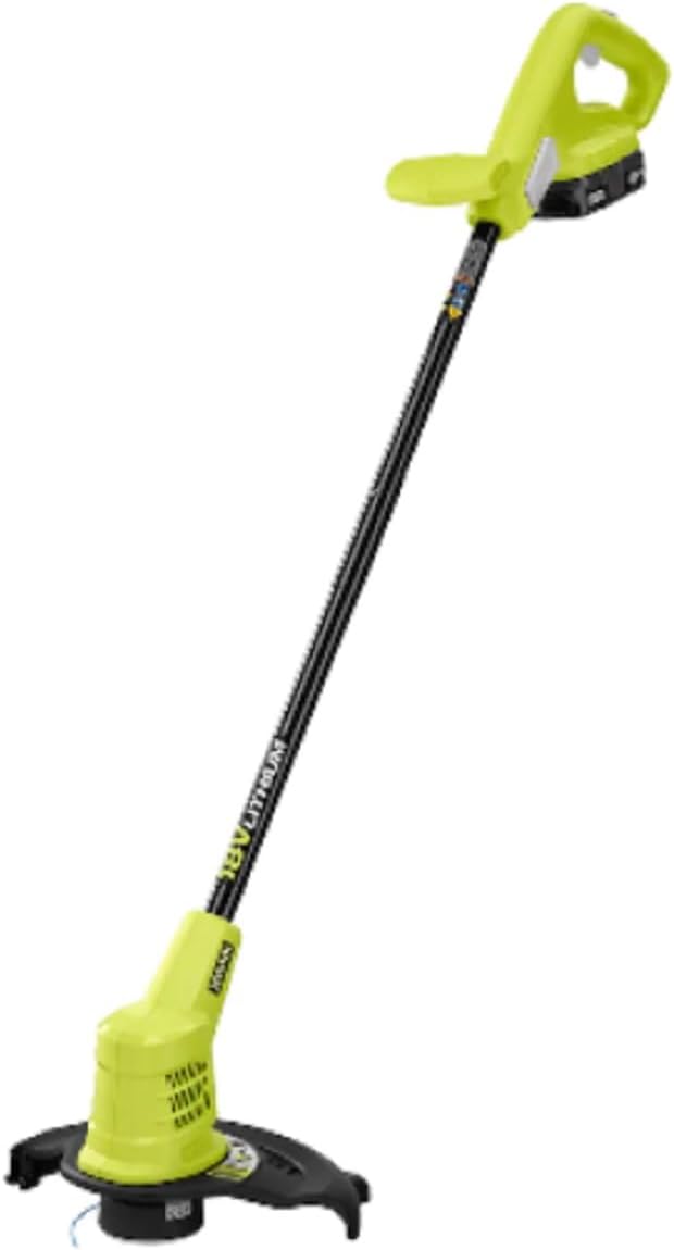 RYOBI 18V ONE+ 10-inch Cordless Battery String Trimmer and Blower with 2.0 Ah Battery and Charger
