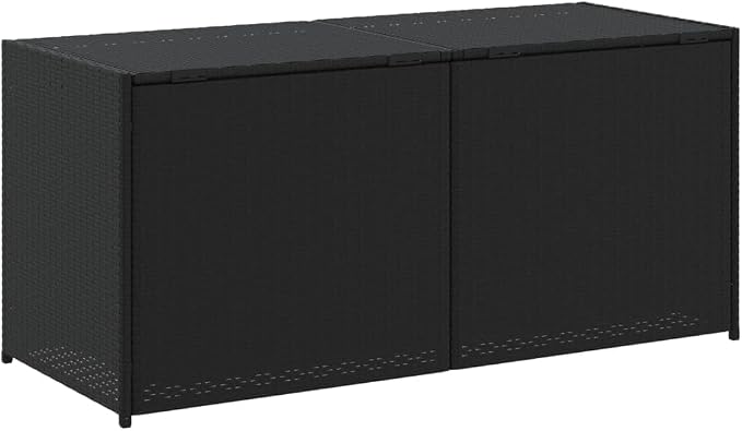 Outdoor Rattan Wicker Garden Storage Box, Patio Deck Storage Box, Patio Storage Container for Indoor, Patio Furniture Cushions, Pool Supplies,Black 74.8 Gal Poly Rattan,-241