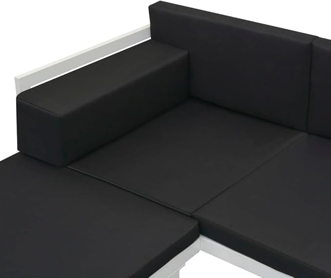 4 Piece Patio Lounge Set with Cushions, Outdoor Sofa Sets Patio Conversation Set Sectional Sofa Front Porch Furniture for Poolside Piazza Garden Negotiation Area Aluminum Black