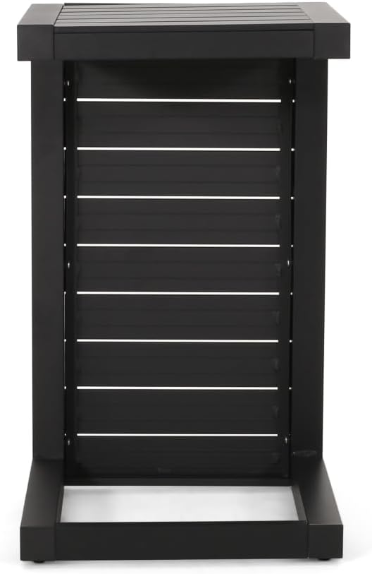 Modern Aluminum C-Shaped Outdoor Side Table for Patio, Poolside, or Garden - Sleek Silver Finish with Space-Saving Design (Black + Aluminium)