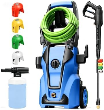 Professional Pressure Washer, Electric 5000PSI Power Washer with Foam Cannon,4 Nozzles,33FT Hose and Soap Bottle, Car/Driveway/Patio Clean,Blue