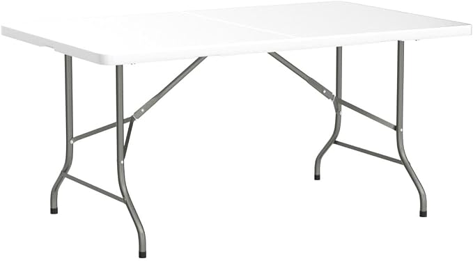6ft Folding Table White Plastic Folding Table Portable Long Foldable Tables Indoor Outdoor Picnic Camping Fold Table 6 Foot Party Table (4ft, 6ft, 8ft)