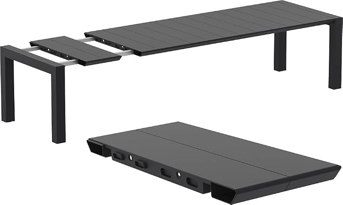 Compamia Vegas 118" Extendable Patio Dining Table in Black, Commercial Grade