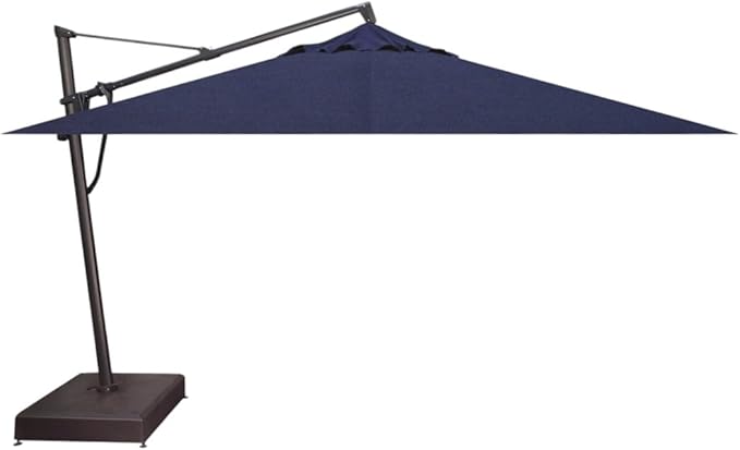 Treasure Garden AKZ PLUS Cantilever Umbrella 10'x13' Rectangular Sunbrella Spectrum Indigo Canopy and Black Frame with Stationary Base