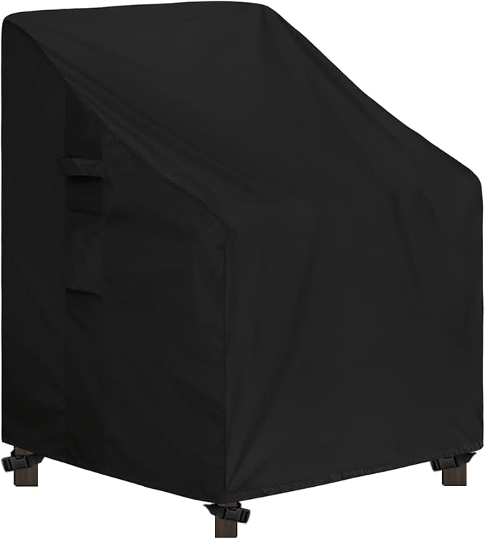 Easy-Going Outdoor High Back Chair Cover UV Resistant Patio Chair Cover Waterproof Lawn Patio Furniture Cover with Tape Sealed Seam (1 Pack-28Wx35Dx35H inch, Black)