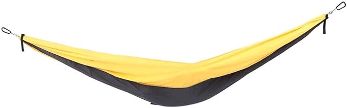 Hanging Chair Bed Dual Use Portable Hammock, Camping Hammock with Steel Buckles and Tree Straps, Sturdy Breathable 300T Polyester Outdoor Swing for Courtyard Corridor (Yellow Gray)