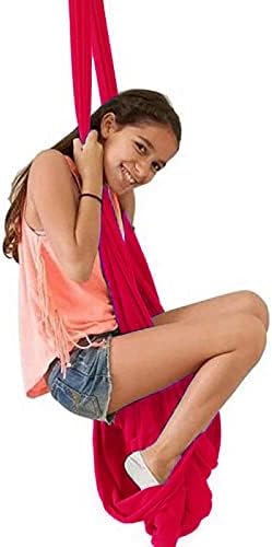 Sensory Swing for adults Indoor kids Therapy Swing Calming Snuggle Hammock durable strong fabric swing Height Adjustable Beneficial to child's spatial awareness ( Color : Red , Size : 1.5M x 2.8M )