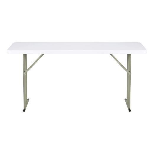 Norwood Commercial Furniture 5' Indoor/Outdoor Folding Training Table, Rectangular Blow-Molded Plastic Folding Training and Event Table, White