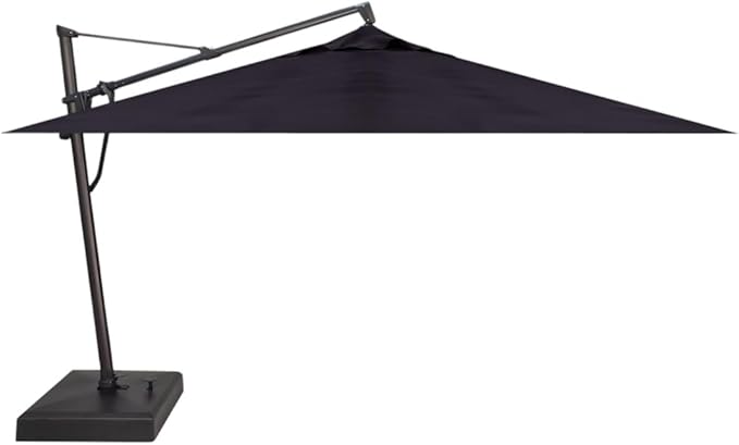 Treasure Garden AKZ PLUS Cantilever Umbrella 10'x13' Rectangular Obravia Navy Canopy and Black Frame with Rolling Base