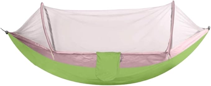 Portable Polyester Hammock with Mesh Outdoor Lightweight Portable Stable and Load-Bearing with Storage Bag On The Side Hammock Comfortable(Green,L)