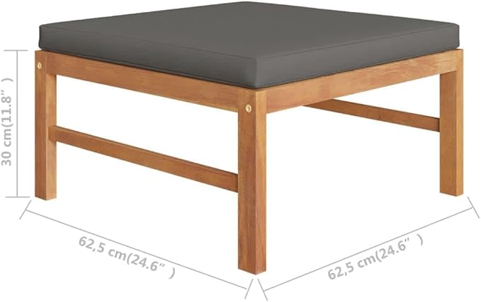 Patio Lounge Set with Gray Cushions,Patio Furniture Sets,Patio Conversation Sets,Outdoor Furniture Sets,for Garden,Backyard,Outdoor,5 Piece Solid Teak Wood