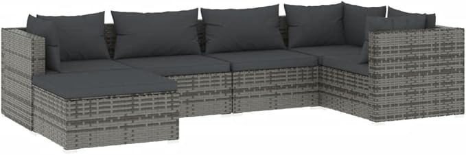 Patio Lounge Set with Cushions,Outdoor Table and Chairs Set,Terrace Conversation Set Furniture,Outdoor Furniture,for Garden,Backyard,6 Piece Poly Rattan Gray