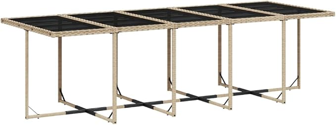 15 Piece Patio Dining Set with Cushions, Foldable PE Rattan Garden Furniture for Outdoor Backyard, Beige