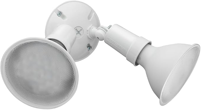 Lithonia Lighting Outdoor Flood Light Fixture, Adjustable Twin Par Flood Light Holder, Safety and Security, 120 Volts, Uses 2 Lamps Up to 150W (Not Included), White, 6-Pack (OFTH 300PR 120 WH CP6 M4)