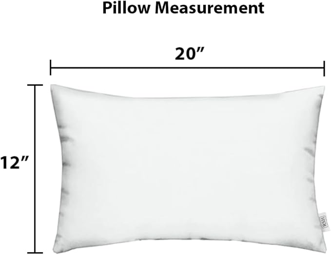 Set of 2 Lumbar Outdoor Indoor Pillows | 20” x 12” | Solid Yellow | Decorative Rectangle Pillows for Patio, Porch, or Indoor Use | All-Weather Fabric