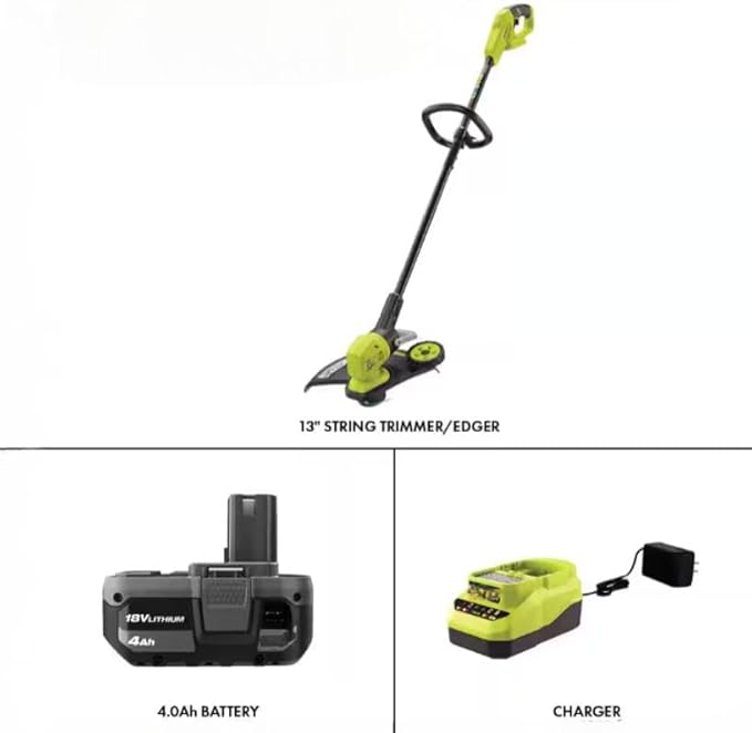 P20180 Fits For RYOBI 18V 13 in. Cordless Battery String Trimmer/Edger with 4.0 Ah Battery and Charger
