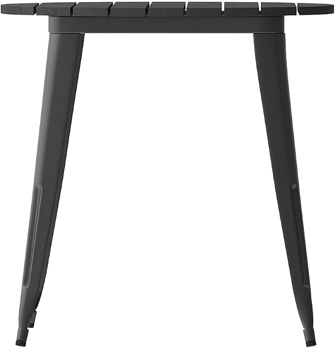 Flash Furniture Declan Commercial Outdoor Dining Table, All Weather Poly Resin Top with Steel Base, 30" Round, Black/Black