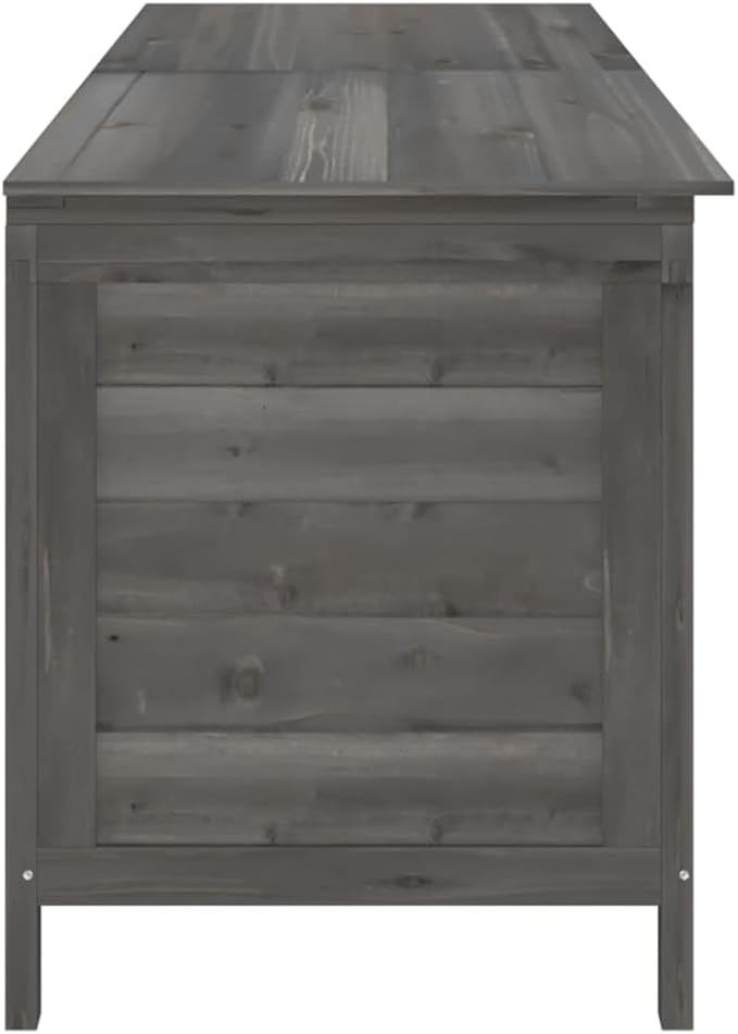Solid Fir Wood Patio Storage Box Deck Box Outdoor Furniture Anthracite 78.1"x19.7"x22.2" with Slatted Bottom Ventilation for Pool Toys Gardening Tools Cushions