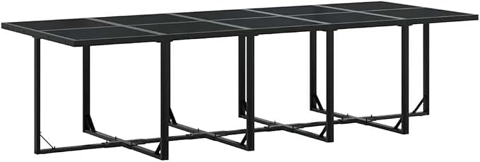 11 Piece Outdoor Patio Dining Set with Cushions, Space Saving Rattan Cube Table and Chairs for Garden, Backyard, Deck, Black