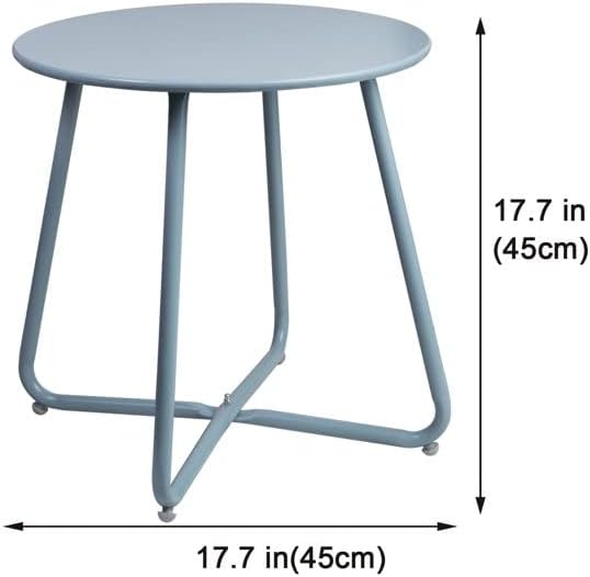 Side Table Anti-Rust Metal Outdoor End Table, Small Round Tables for Garden Balcony Yard, Blue