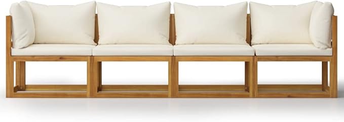 Patio Lounge Set with Cushion,Outdoor Patio Furniture,Outdoor Chat Conversation Set,Garden Furniture Sets,for Patio,Backyard,Garden,Outdoor,4 Piece Cream Solid Acacia Wood