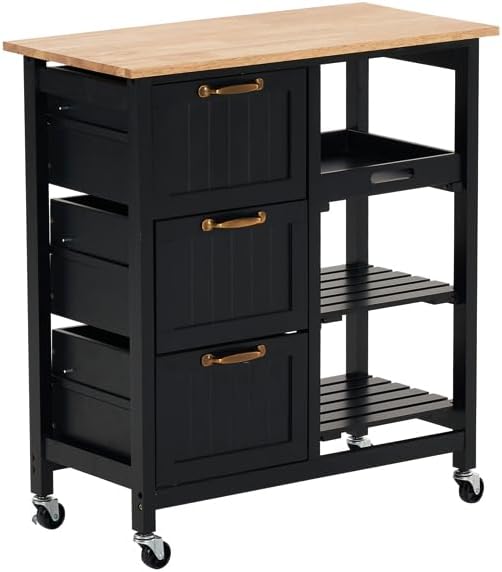 Outdoor Grill Table Outdoor Bar Cart Kitchen Island on Wheels Outdoor Cabinet Outdoor Serving Cart Dining Cart Table Multifunctional and Commercial 14.6"" L x 30"" W x 33"" H, Black