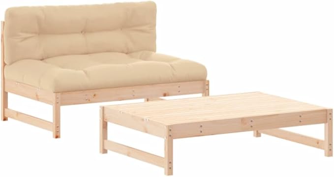2 Piece Patio Lounge Set with Cushions, Sectional Sofa Outdoor Sofa Sets Front Porch Furniture Patio Conversation Set for Poolside Negotiation Area Garden Piazza Solid Wood