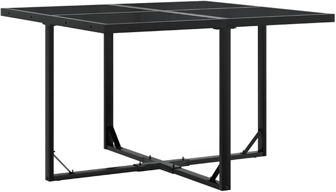 5 Piece Patio Dining Set with Cushions Black Textilene, Outdoor Garden Furniture with Foldable Chairs, Tempered Glass Table for Backyard, Poolside, Deck Entertaining, UV Removable Cushion Covers
