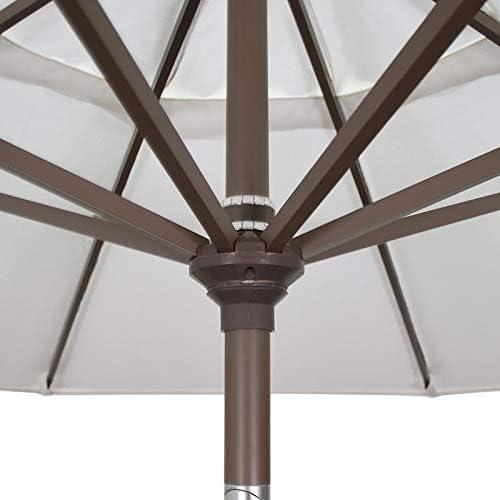 California Umbrella 9' Round Aluminum Market Umbrella, Crank Lift, Push Button Tilt, White Pole, Cilantro