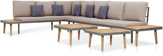 Patio Lounge Set with Cushions,Outdoor Tables and Chairs,Outdoor Furniture Sets,Patio Conversation Sets,for Garden,Deck,Backyard,7 Piece Solid Acacia Wood Brown