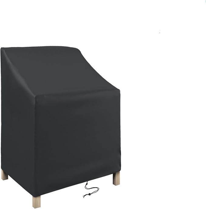 STARTWO Stackable Patio Chair Covers,Waterproof Outdoor Lawn Furniture Cover for for 4-6 Stackable Dining Chairs, 25"Lx25"Wx47"H,Black