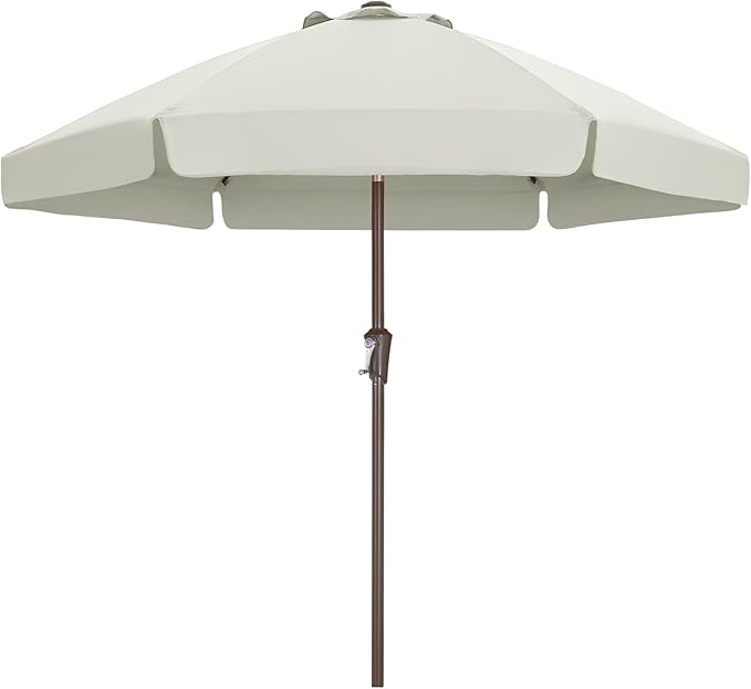 ABCCANOPY 7.5ft Scalloped Patio Umbrella, Outdoor Table Umbrella with Tilt and Crank, Fiberglass Ribs Deck Umbrella for Patio, Pool, Garden, Picnic (Light Beige)