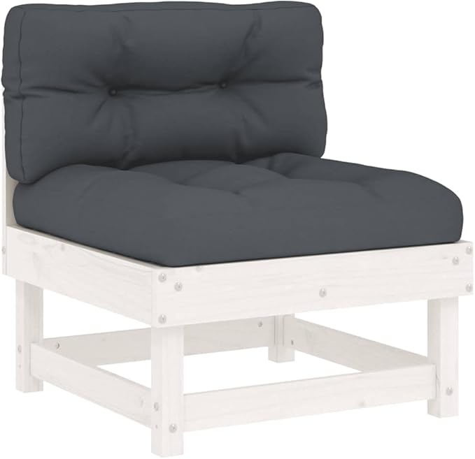 6 Piece Patio Lounge Set with Cushions, Outdoor Dining Sets Front Porch Furniture Patio Conversation Set Porch Furniture Set for Garden Negotiation Area Poolside Piazza White Solid Wood