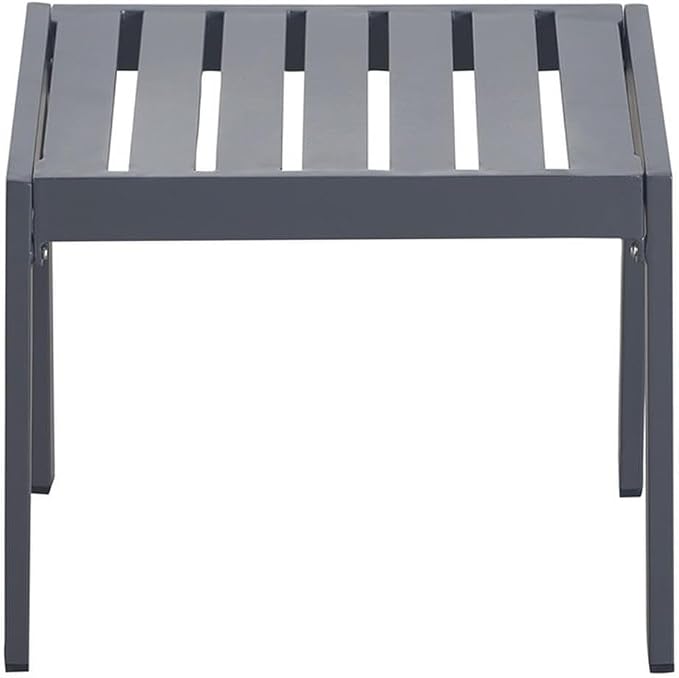 Pemberly Row Contemporary Outdoor Side Table, Gray Gunmetal Finish, Aluminum Frame, Slatted Weather-Resistant Top, Durable Design, Modern Industrial Patio Table for Outdoor Spaces