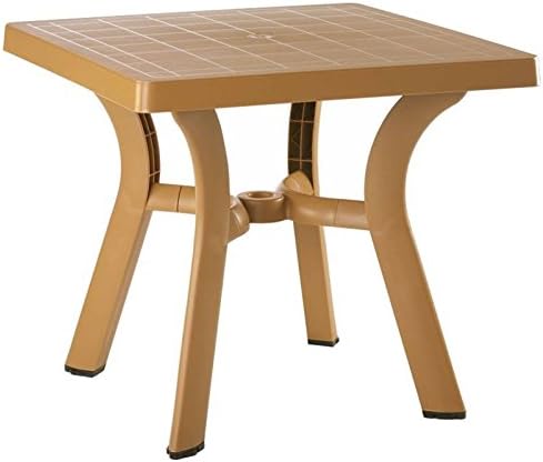 Compamia Viva 31" Resin Square Patio Dining Table in Teak Brown, Commercial Grade