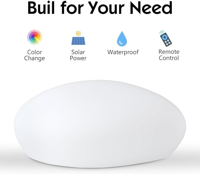 Blibly Solar Garden Lights Outdoor Glow Cobblestone Shape Lamp Garden Decor Light-White & RGB Light Waterproof Landscape Night Lights for Lawn/Patio/Path 1pc