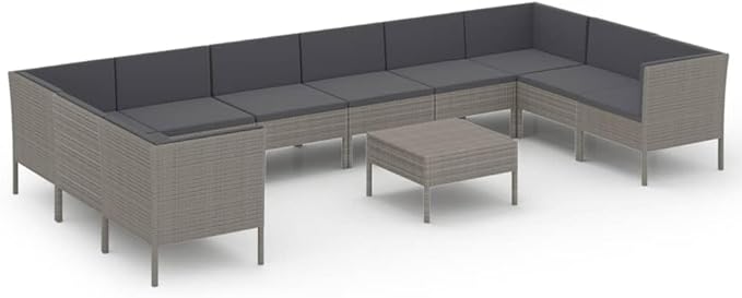 Patio Lounge Set with Cushions,Sofa Set,Conversation Patio Furniture,Outdoor Seating Set,for Garden, Poolside, Backyard Poly Rattan Gray