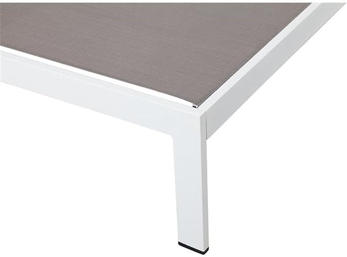Pemberly Row 11-Piece Modern Aluminum Patio Dining Set, Gray/White Finish, Includes 71-Inch Dining Table, 6 Stackable Chairs, 4 Reclining Loungers, Durable Weather-Resistant Outdoor Furniture for