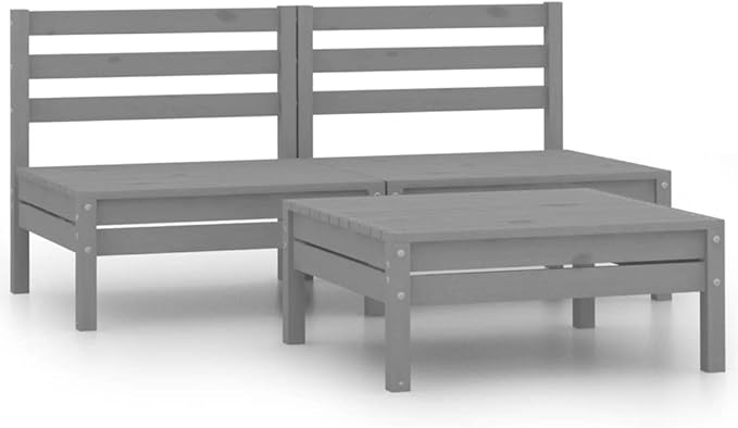 Patio Lounge Set,Wooden Sofa,Outdoor Furniture,Patio Conversation Sets,Outdoor Furniture Sets,for Garden,Deck,Backyard,3 Piece Solid Pinewood Gray