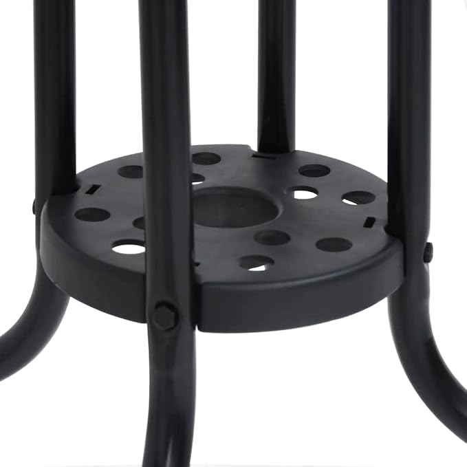 vidaXL Patio Table, Outdoor Dining Table with Glass Top, Garden Table for Front Porch Deck Lawn Backyard Balcony, Modern Style, Black Steel
