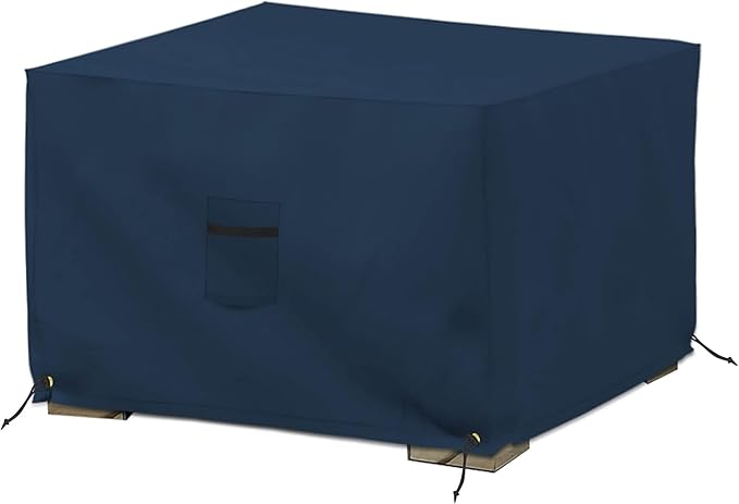 Covers & All Outdoor Ottoman Slipcover, 12 Oz PVC Polyester, Waterproof Ottoman Cover Resists Tear and UV, Square Patio Furniture Covers for Indoor/Outdoor Use (36"L x 36"W x 12"H, Blue)