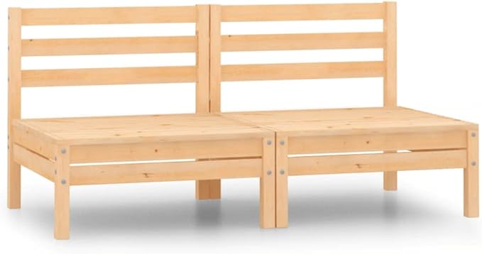 Patio Middle Sofas,Wooden Sofa,Patio Lounge Set,Outdoor Furniture,Patio Conversation Sets,for Garden,Deck,Backyard,2 pcs Solid Pinewood