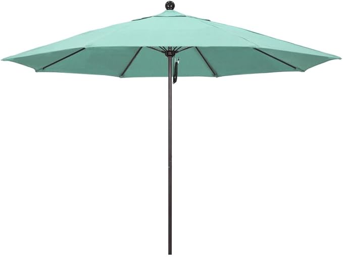 California Umbrella 11' Rd. Venture Series Contract Grade Patio Umbrella, Pulley Open, Bronze Finish, Sunbrella Mist