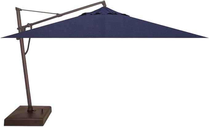 Treasure Garden AKZ PLUS Cantilever Umbrella 10'x13' Rectangular Sunbrella Spectrum Indigo Canopy and Bronze Frame with Rolling Base