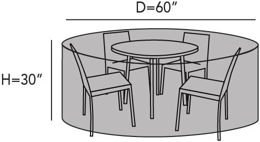 Covermates Round Dining Table/Chair Set Cover - Water-Resistant Polyester, Mesh Ventilation, Patio Table Covers, 60DIAMETER x 30H, Khaki